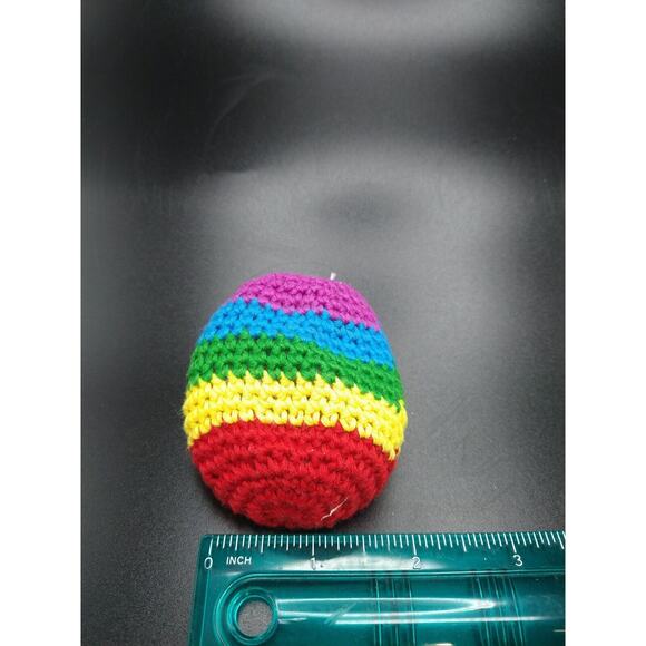 Lot of 5 Vintage 90s Crochet Rainbow Footbags Hacky Sack Style Hippy Bean Bags - Picture 8 of 9